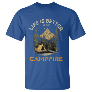 Camping Lover T Shirt Life Is Better At The Campfire TS09 Royal Blue Printyourwear