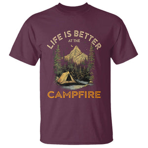 Camping Lover T Shirt Life Is Better At The Campfire TS09 Maroon Printyourwear