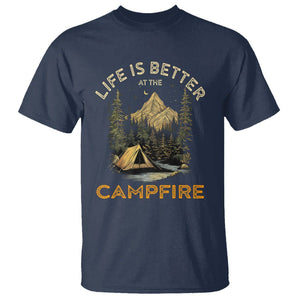 Camping Lover T Shirt Life Is Better At The Campfire TS09 Navy Printyourwear