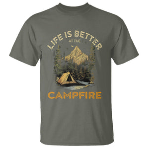 Camping Lover T Shirt Life Is Better At The Campfire TS09 Military Green Printyourwear