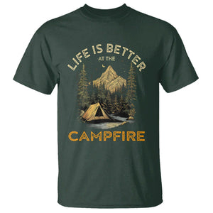 Camping Lover T Shirt Life Is Better At The Campfire TS09 Dark Forest Green Printyourwear