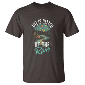 Camping Lover T Shirt Life Is Better At The River TS09 Dark Chocolate Printyourwear