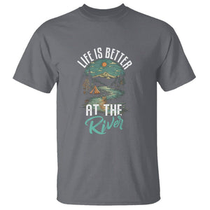 Camping Lover T Shirt Life Is Better At The River TS09 Charcoal Printyourwear