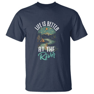 Camping Lover T Shirt Life Is Better At The River TS09 Navy Printyourwear