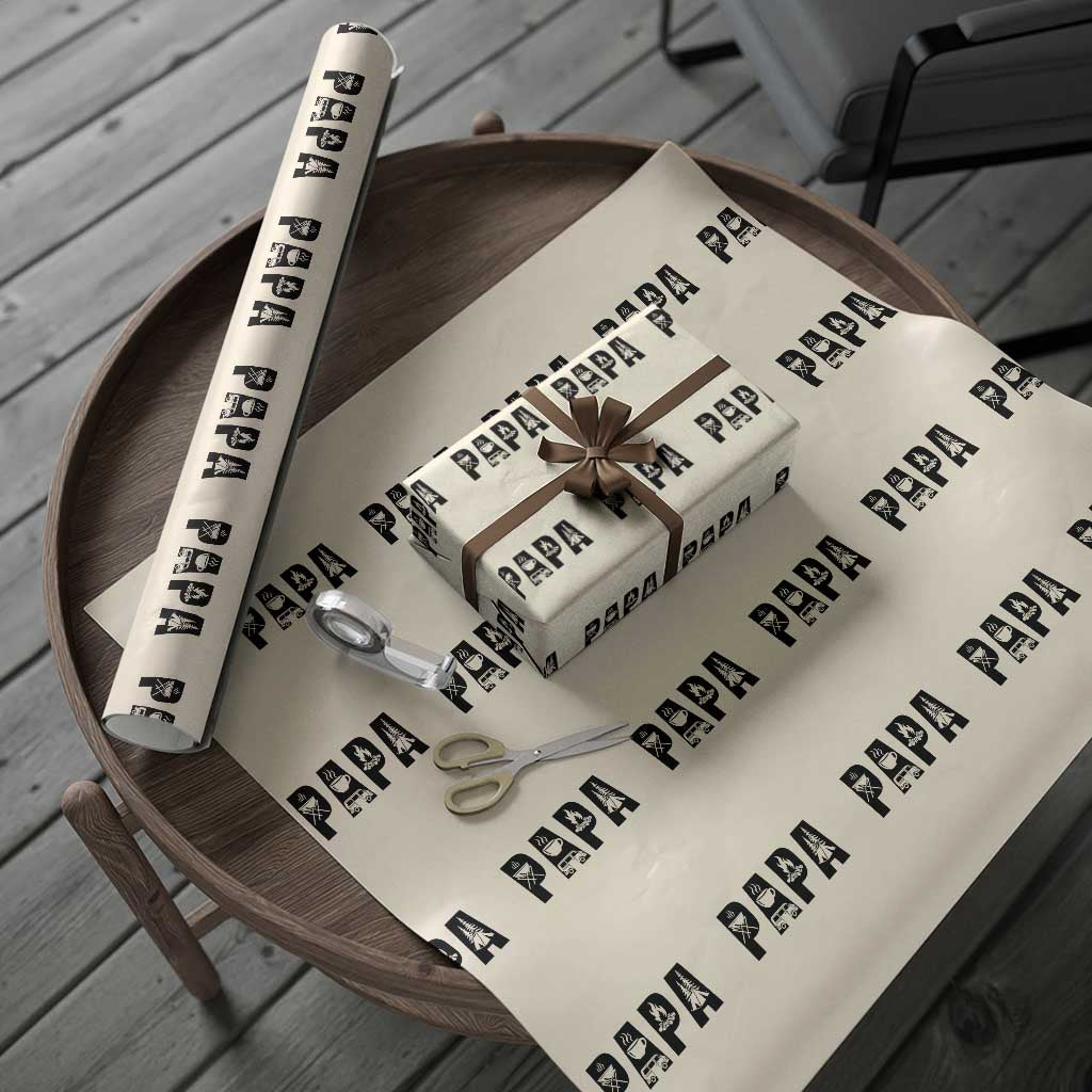 Camping Papa Wrapping Paper Roll Camper Dad Fathers Day Gift TS12 Beige Print Your Wear