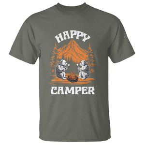 Camping T Shirt Happy Camper Funny Bear Campfire TS09 Military Green Printyourwear