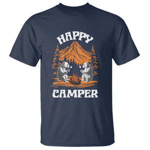 Camping T Shirt Happy Camper Funny Bear Campfire TS09 Navy Printyourwear