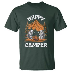 Camping T Shirt Happy Camper Funny Bear Campfire TS09 Dark Forest Green Printyourwear