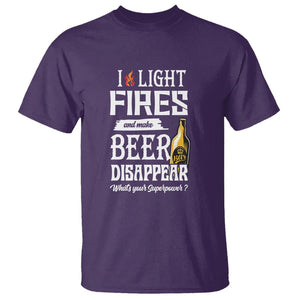 Camping T Shirt I Light Fires And Make Beer Disappear What's Your Superpower TS09 Purple Printyourwear