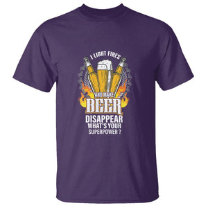 Camping T Shirt I Light Fires And Make Beer Disappear What's Your Superpower TS09 Purple Printyourwear