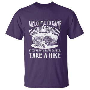 Camping T Shirt Welcome To Camp Quitcherbitchin BBQ Campfire Motorhome TS09 Purple Printyourwear