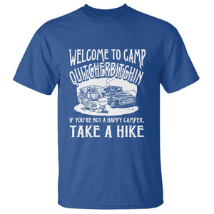 Camping T Shirt Welcome To Camp Quitcherbitchin BBQ Campfire Motorhome TS09 Royal Blue Printyourwear