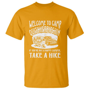 Camping T Shirt Welcome To Camp Quitcherbitchin BBQ Campfire Motorhome TS09 Gold Printyourwear