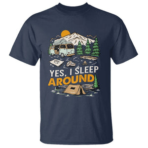 Camping T Shirt Yep I Sleep Around Campers TS09 Navy Printyourwear