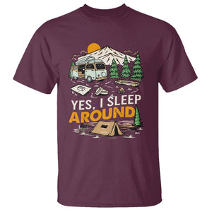 Camping T Shirt Yep I Sleep Around Campers TS09 Maroon Printyourwear