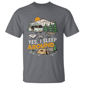 Camping T Shirt Yep I Sleep Around Campers TS09 Charcoal Printyourwear