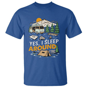 Camping T Shirt Yep I Sleep Around Campers TS09 Royal Blue Printyourwear