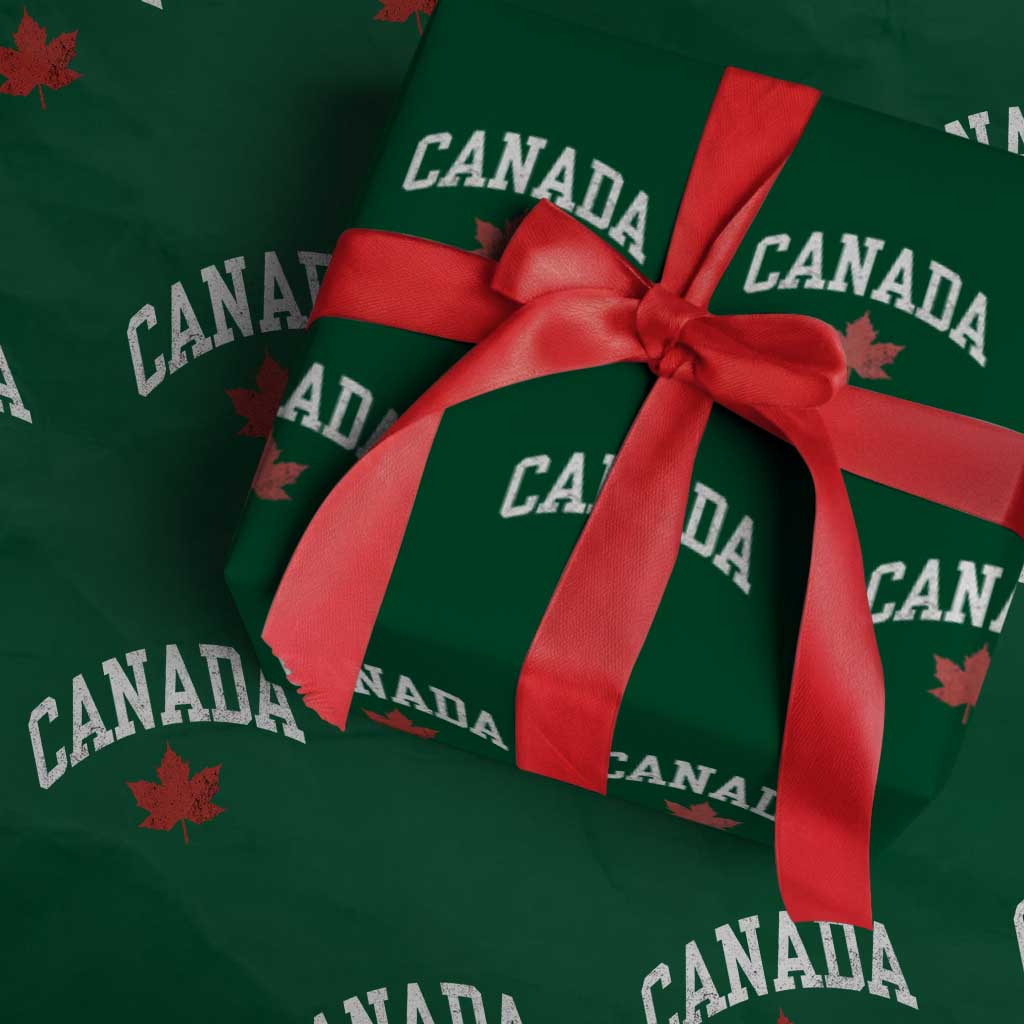 Canada Maple Leaf Wrapping Paper Roll Canadian Pride TS10 Green Print Your Wear