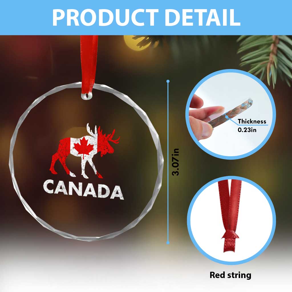 Canada Moose Maple Leaf Crystal Glass Ornament Canadian Pride TS10 Print Your Wear