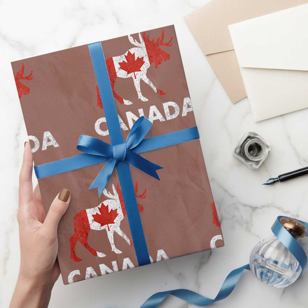 Canada Moose Maple Leaf Wrapping Paper Roll Canadian Pride TS10 Mocha Print Your Wear