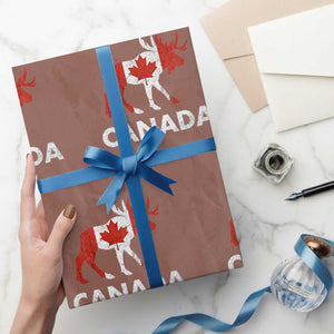 Canada Moose Maple Leaf Wrapping Paper Roll Canadian Pride TS10 Mocha Print Your Wear