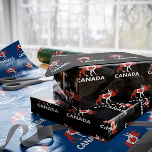 Canada Moose Maple Leaf Wrapping Paper Roll Canadian Pride TS10 Black Print Your Wear