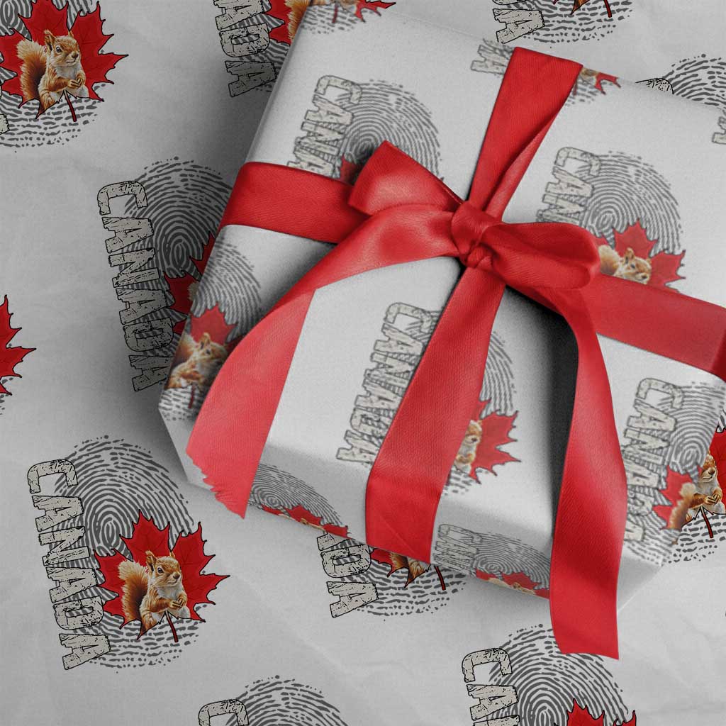 Canada Pride Wrapping Paper Roll Maple Leaf Squirrel Canadian Roots TS02 White Print Your Wear
