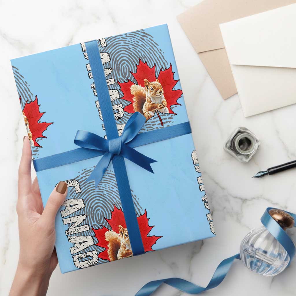 Canada Pride Wrapping Paper Roll Maple Leaf Squirrel Canadian Roots TS02 Light Blue Print Your Wear