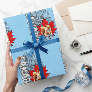 Canada Pride Wrapping Paper Roll Maple Leaf Squirrel Canadian Roots TS02 Light Blue Print Your Wear