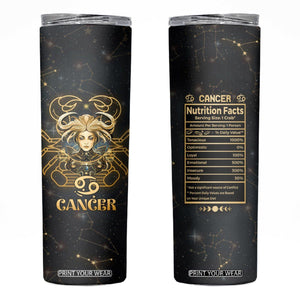 Cancer Zodiac Skinny Tumbler Celestial Constellation Astrology Horoscope Galaxy TB02 Black Printyourwear