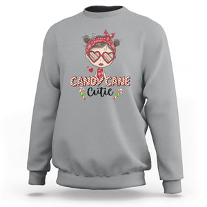 Candy Cane Cutie Christmas Cute Girl Kid Messy Bun Sweatshirt TS09 Sport Gray Printyourwear