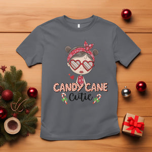 Candy Cane Cutie Christmas Cute Girl Kid Messy Bun T Shirt TS09 Charcoal Printyourwear