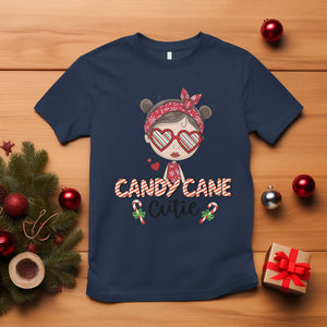 Candy Cane Cutie Christmas Cute Girl Kid Messy Bun T Shirt TS09 Navy Printyourwear