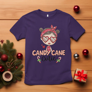 Candy Cane Cutie Christmas Cute Girl Kid Messy Bun T Shirt TS09 Purple Printyourwear