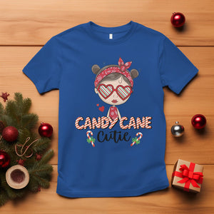 Candy Cane Cutie Christmas Cute Girl Kid Messy Bun T Shirt TS09 Royal Blue Printyourwear