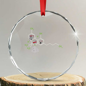 Cannabis Weed Crystal Glass Ornament Molecule THC Marijuana Stoner TS11 Transparent Glass 3'' Circle Print Your Wear