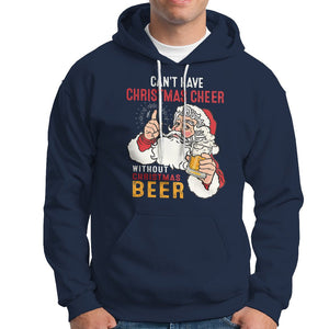 Can't Have Christmas Cheer Without Christmas Beer Santa Drinking Hoodie TS09 Navy Printyourwear