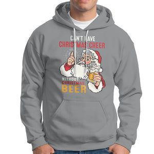 Can't Have Christmas Cheer Without Christmas Beer Santa Drinking Hoodie TS09 Sport Gray Printyourwear