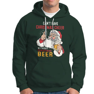 Can't Have Christmas Cheer Without Christmas Beer Santa Drinking Hoodie TS09 Dark Forest Green Printyourwear