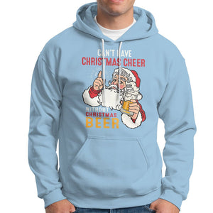 Can't Have Christmas Cheer Without Christmas Beer Santa Drinking Hoodie TS09 Light Blue Printyourwear