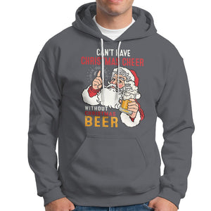 Can't Have Christmas Cheer Without Christmas Beer Santa Drinking Hoodie TS09 Charcoal Printyourwear