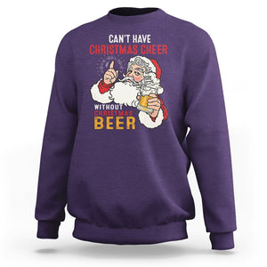 Can't Have Christmas Cheer Without Christmas Beer Santa Drinking Sweatshirt TS09 Purple Printyourwear