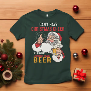 Can't Have Christmas Cheer Without Christmas Beer Santa Drinking T Shirt TS09 Dark Forest Green Printyourwear