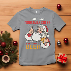 Can't Have Christmas Cheer Without Christmas Beer Santa Drinking T Shirt TS09 Sport Gray Printyourwear