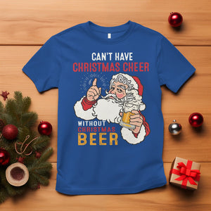 Can't Have Christmas Cheer Without Christmas Beer Santa Drinking T Shirt TS09 Royal Blue Printyourwear