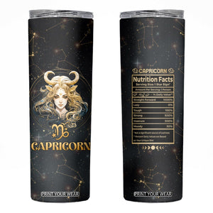 Capricorn Zodiac Skinny Tumbler Celestial Constellation Astrology Horoscope Galaxy TB02 Black Printyourwear