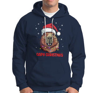 Capy Christmas Hoodie Funny Capybara Santa Meme TS02 Navy Printyourwear