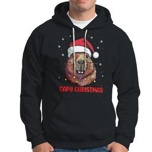 Capy Christmas Hoodie Funny Capybara Santa Meme TS02 Black Printyourwear