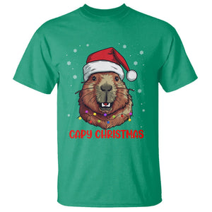 Capy Christmas T Shirt Funny Capybara Santa Meme TS02 Irish Green Printyourwear