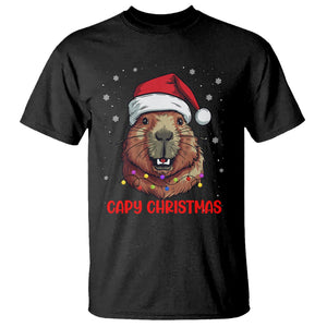 Capy Christmas T Shirt Funny Capybara Santa Meme TS02 Black Printyourwear